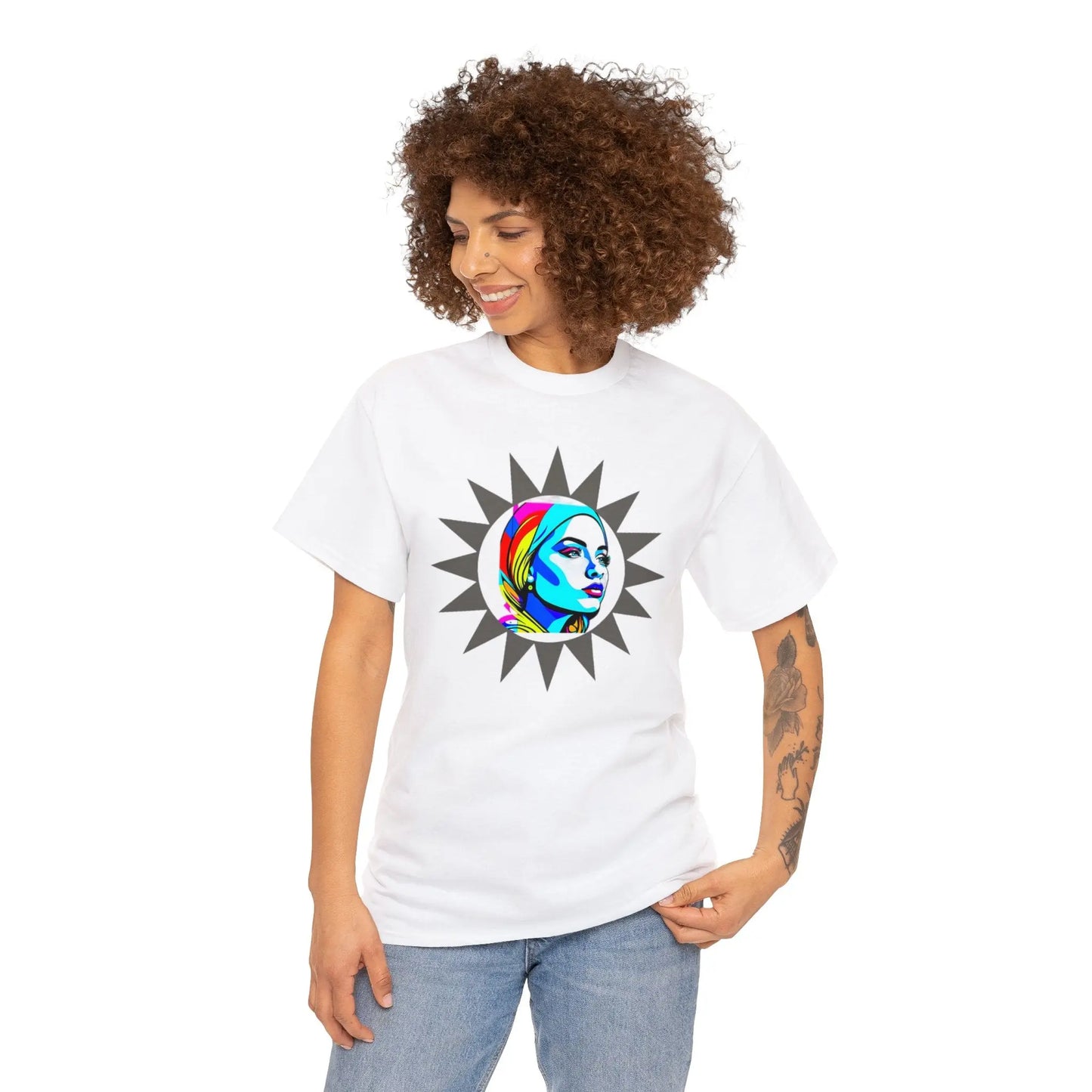 Sunburst Pop Art Portrait"! Unisex Heavy Cotton Tee Printify