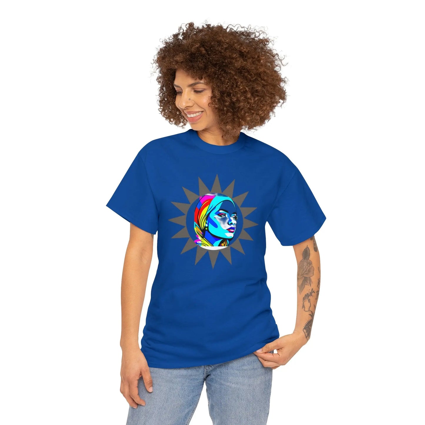 Sunburst Pop Art Portrait"! Unisex Heavy Cotton Tee Printify