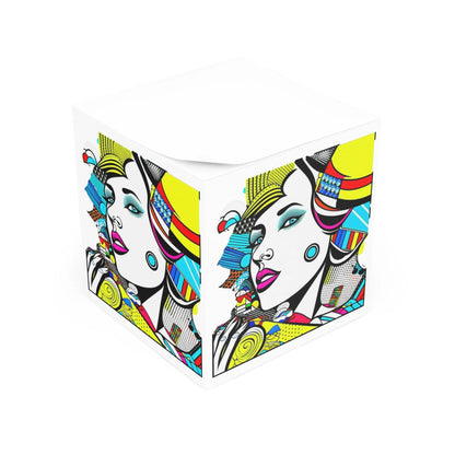 "Geometric Muse" Note Cube Sticky Printify