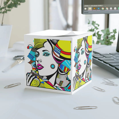 "Geometric Muse" Note Cube Sticky Printify