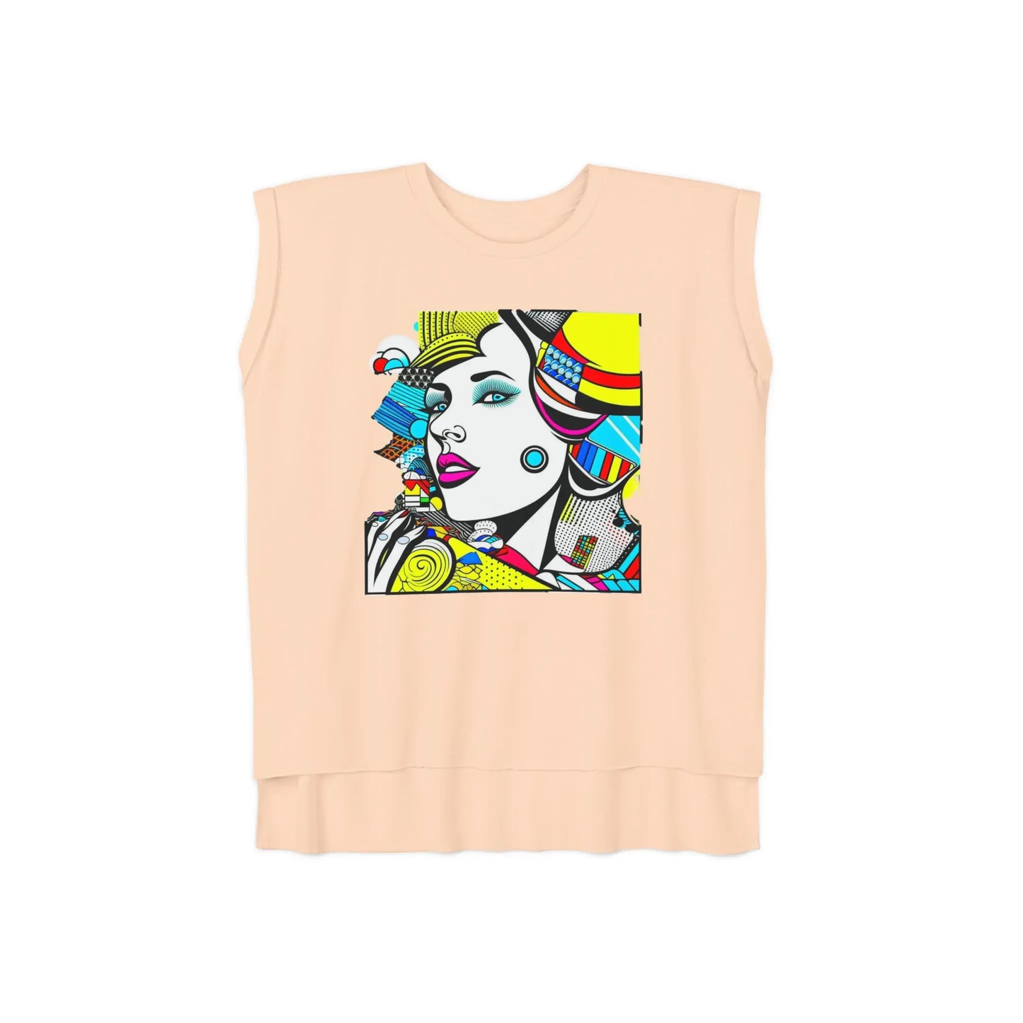 "Geometric Muse" Flowy Rolled Cuffs Muscle Tee Printify