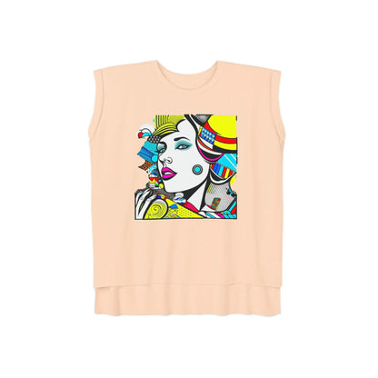 "Geometric Muse" Flowy Rolled Cuffs Muscle Tee Printify