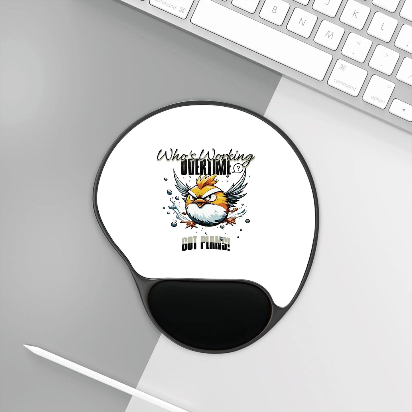 "Feathers and Grind" Mouse Pad With Wrist Rest Printify