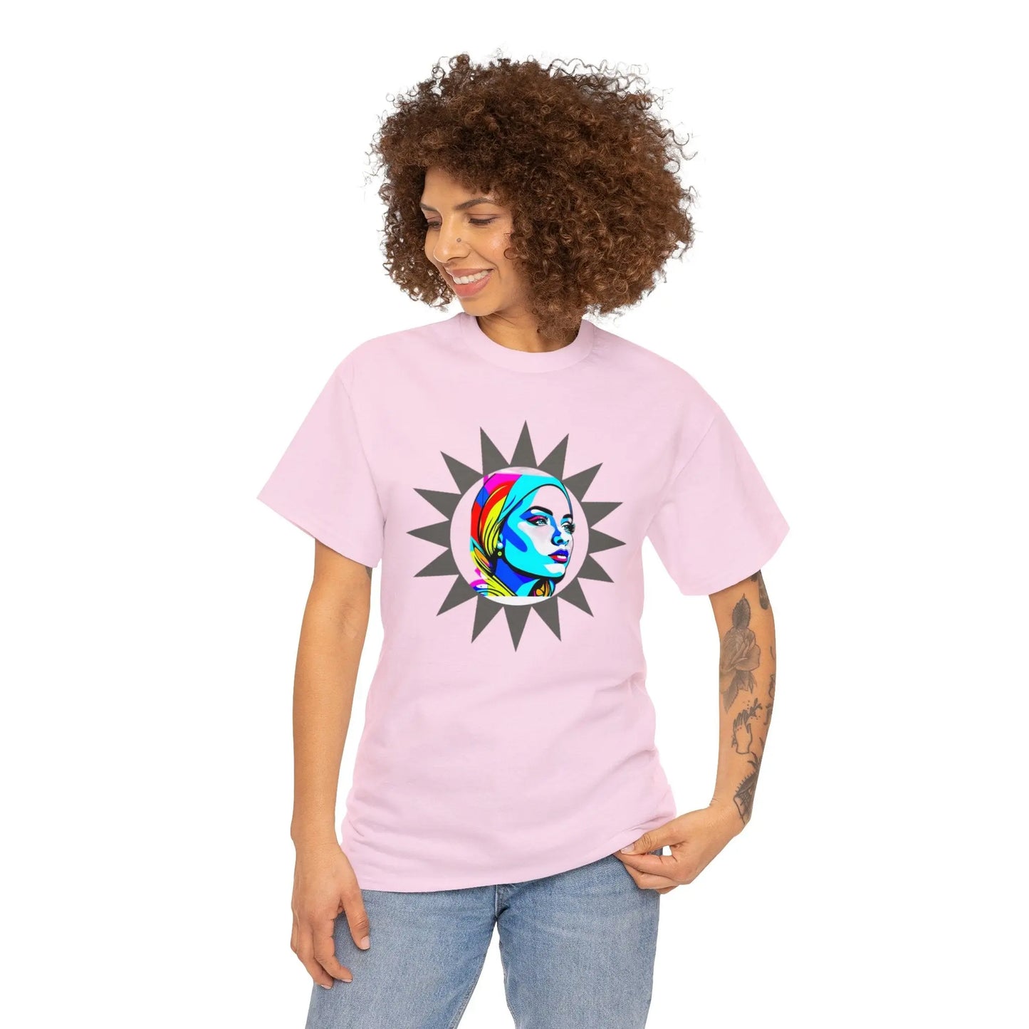 Sunburst Pop Art Portrait"! Unisex Heavy Cotton Tee Printify