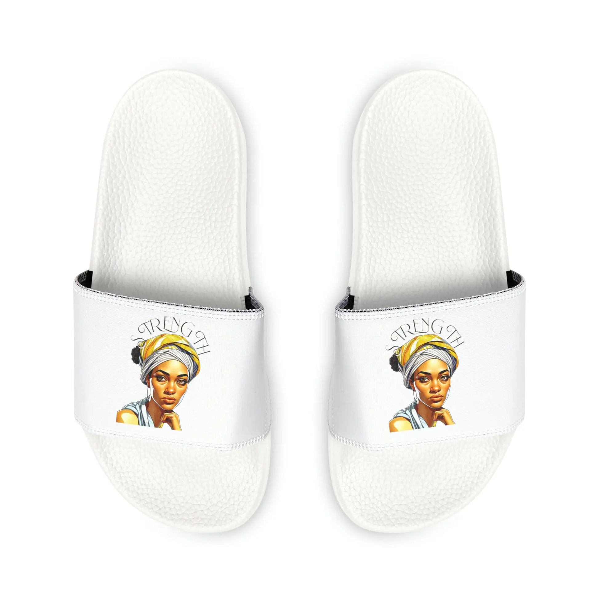 "Resilience in Her Gaze" PU Slide Sandals Printify