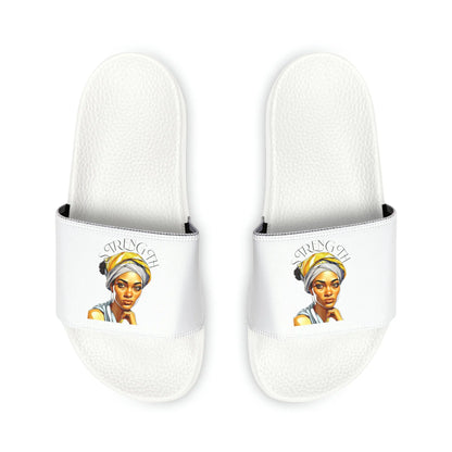 "Resilience in Her Gaze" PU Slide Sandals Printify