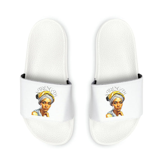 "Resilience in Her Gaze" PU Slide Sandals Printify