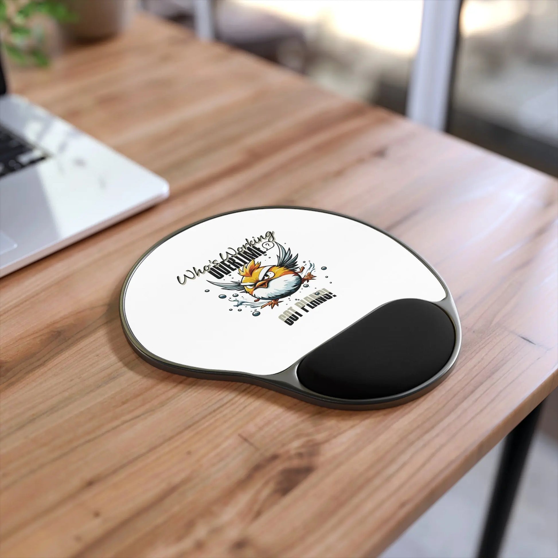 "Feathers and Grind" Mouse Pad With Wrist Rest Printify