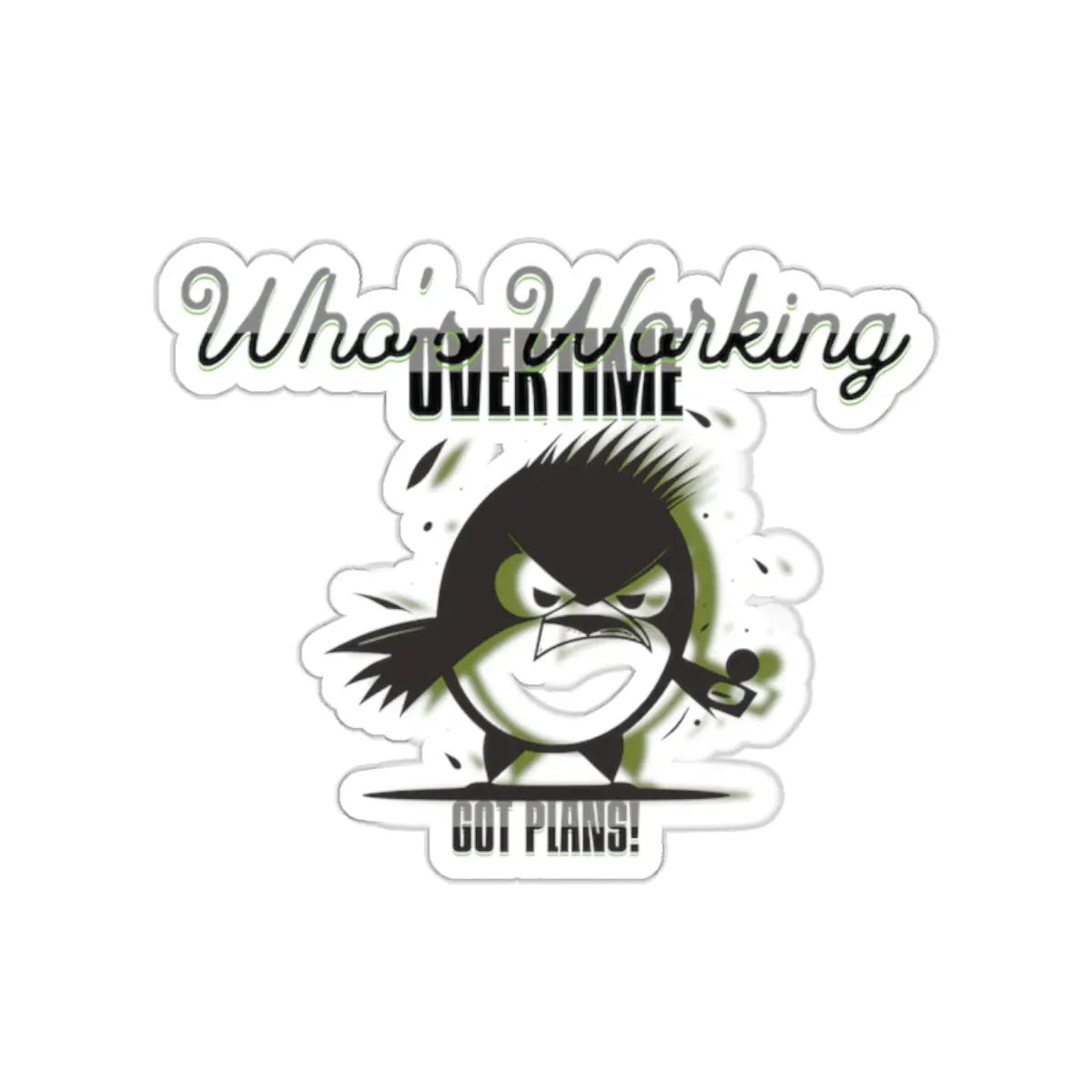 "Feathered Fury: The Overworked Owl" Kiss-Cut Stickers Printify
