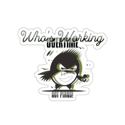 "Feathered Fury: The Overworked Owl" Kiss-Cut Stickers Printify