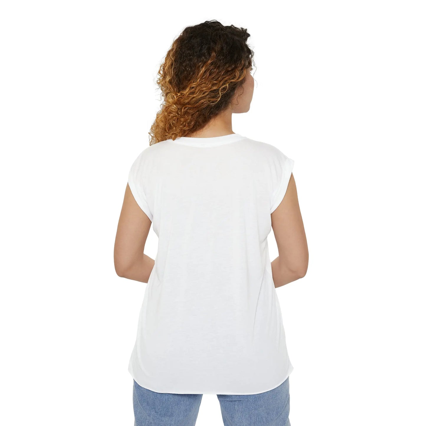 "Geometric Muse" Flowy Rolled Cuffs Muscle Tee Printify