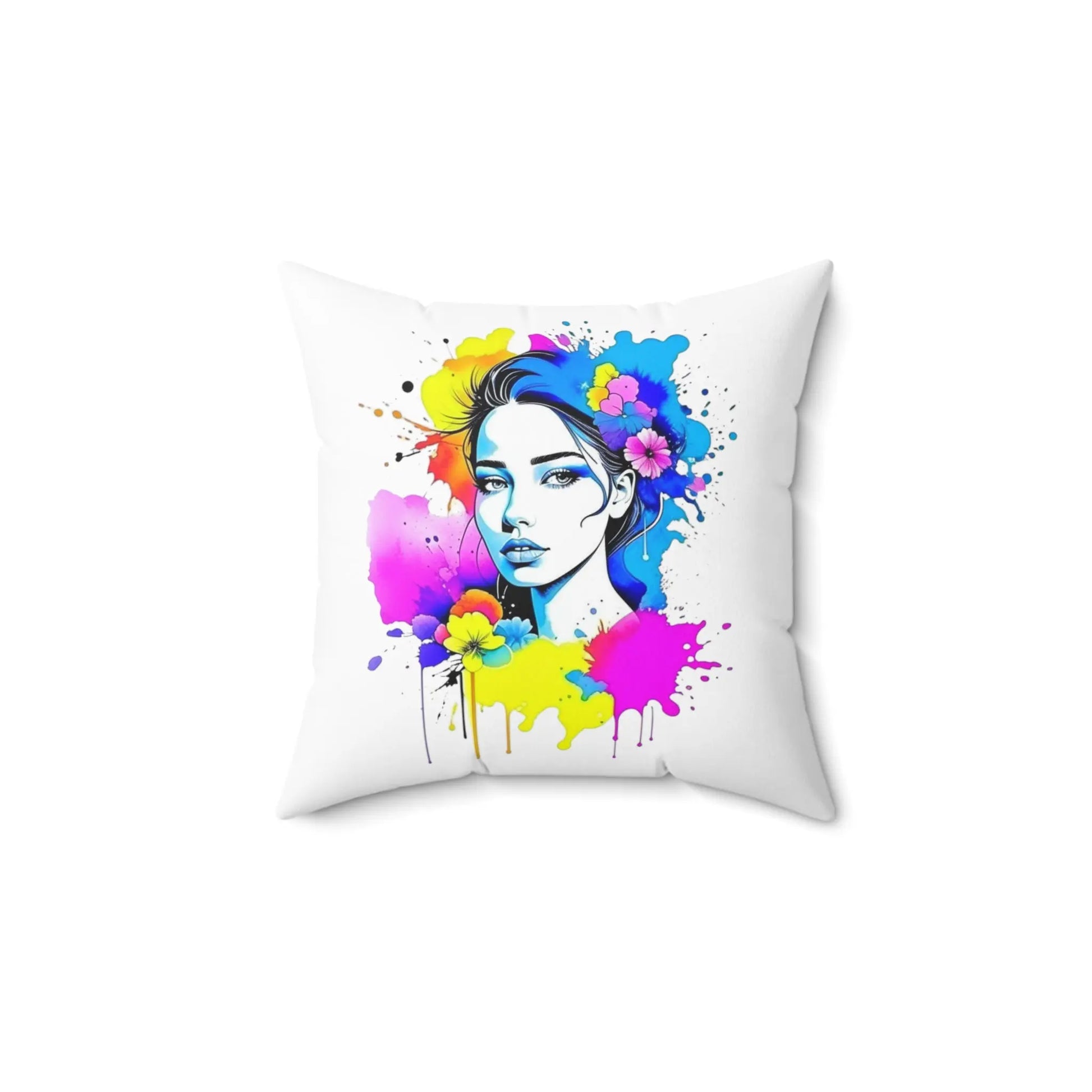 "Floral Neon Dreams" Polyester Square Pillow Printify