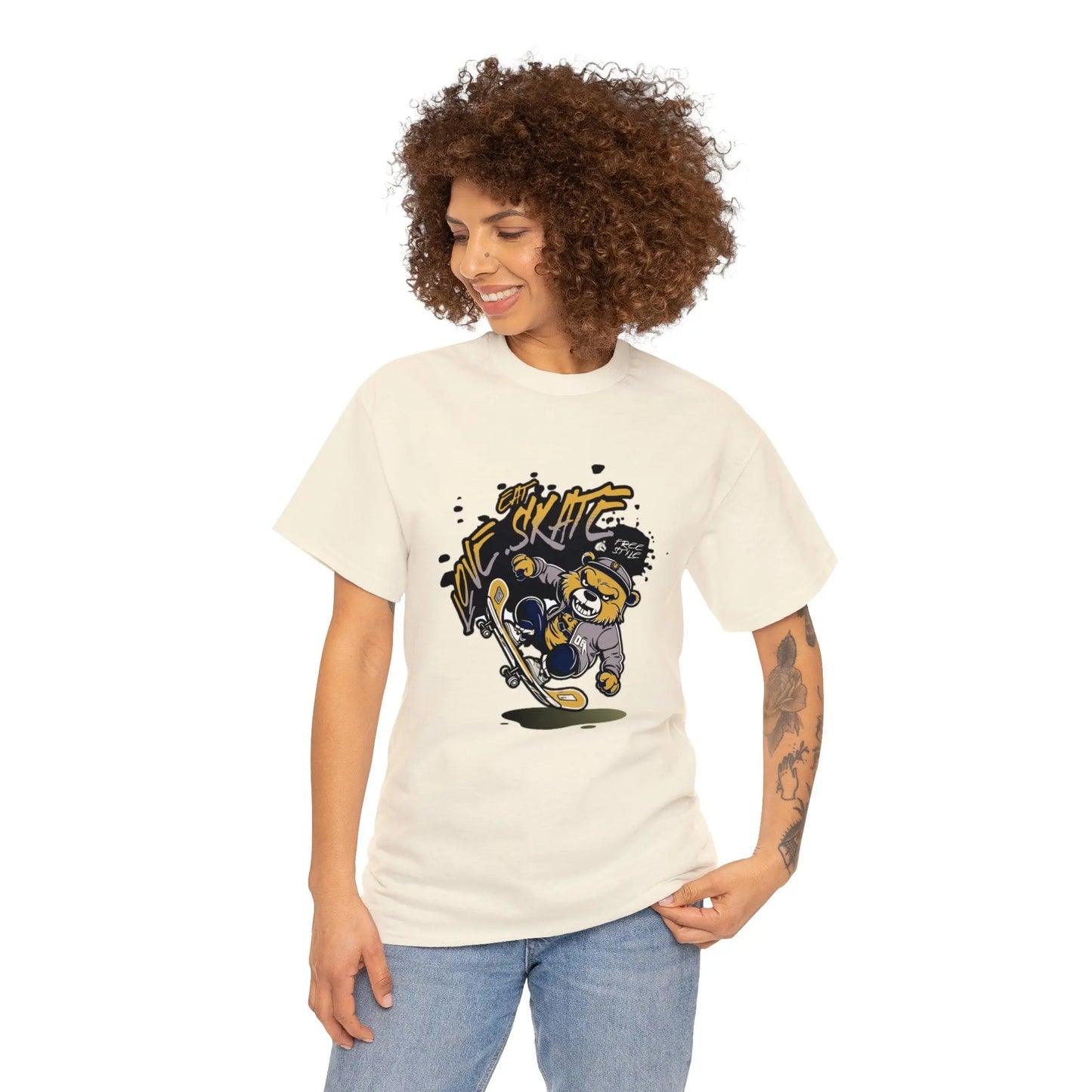 EAT, LOVE, SKATE: Chill Vibes - Embrace with Style! Heavy Cotton Tee Printify