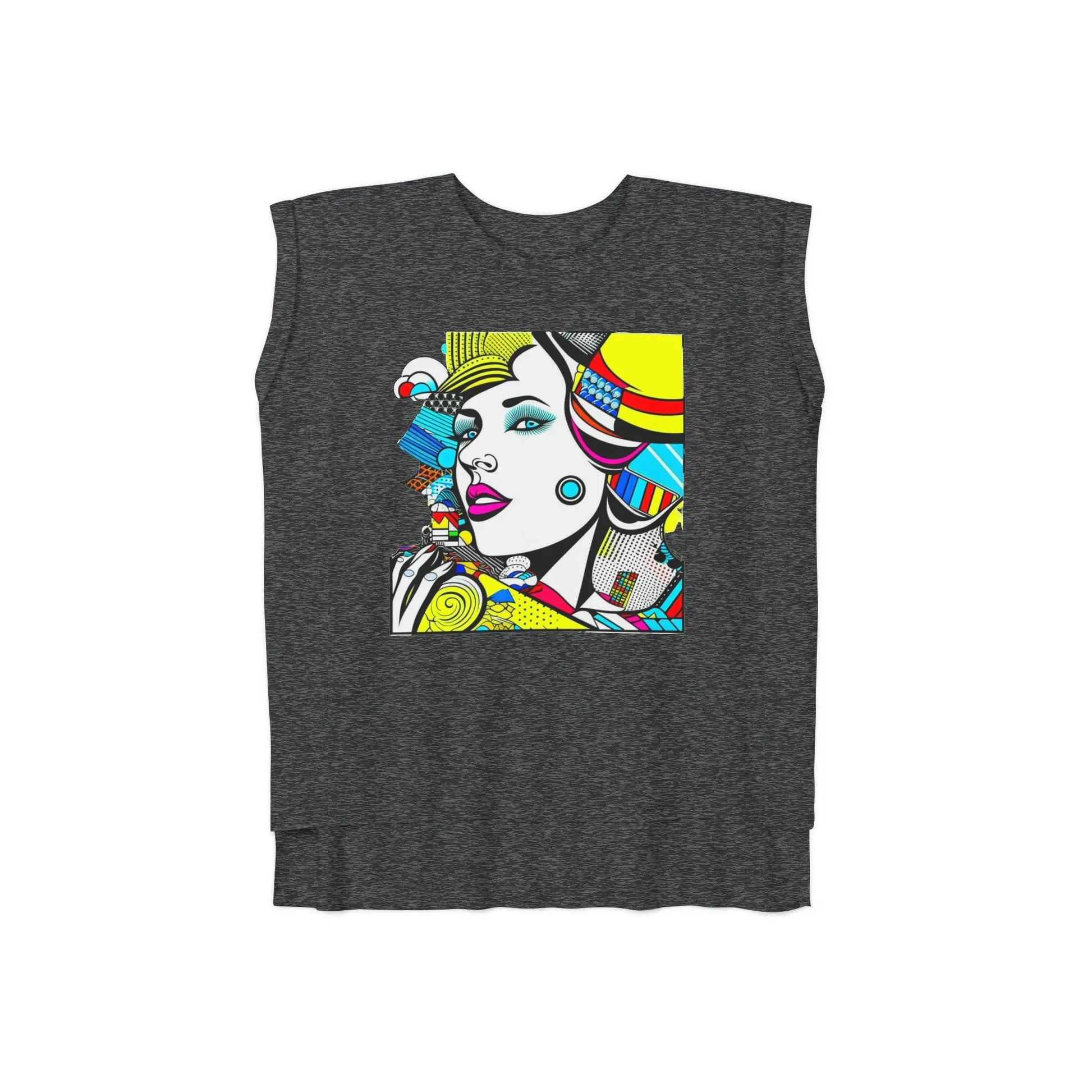 "Geometric Muse" Flowy Rolled Cuffs Muscle Tee Printify