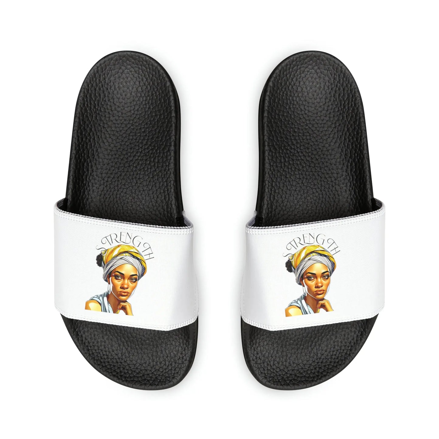 "Resilience in Her Gaze" PU Slide Sandals Printify