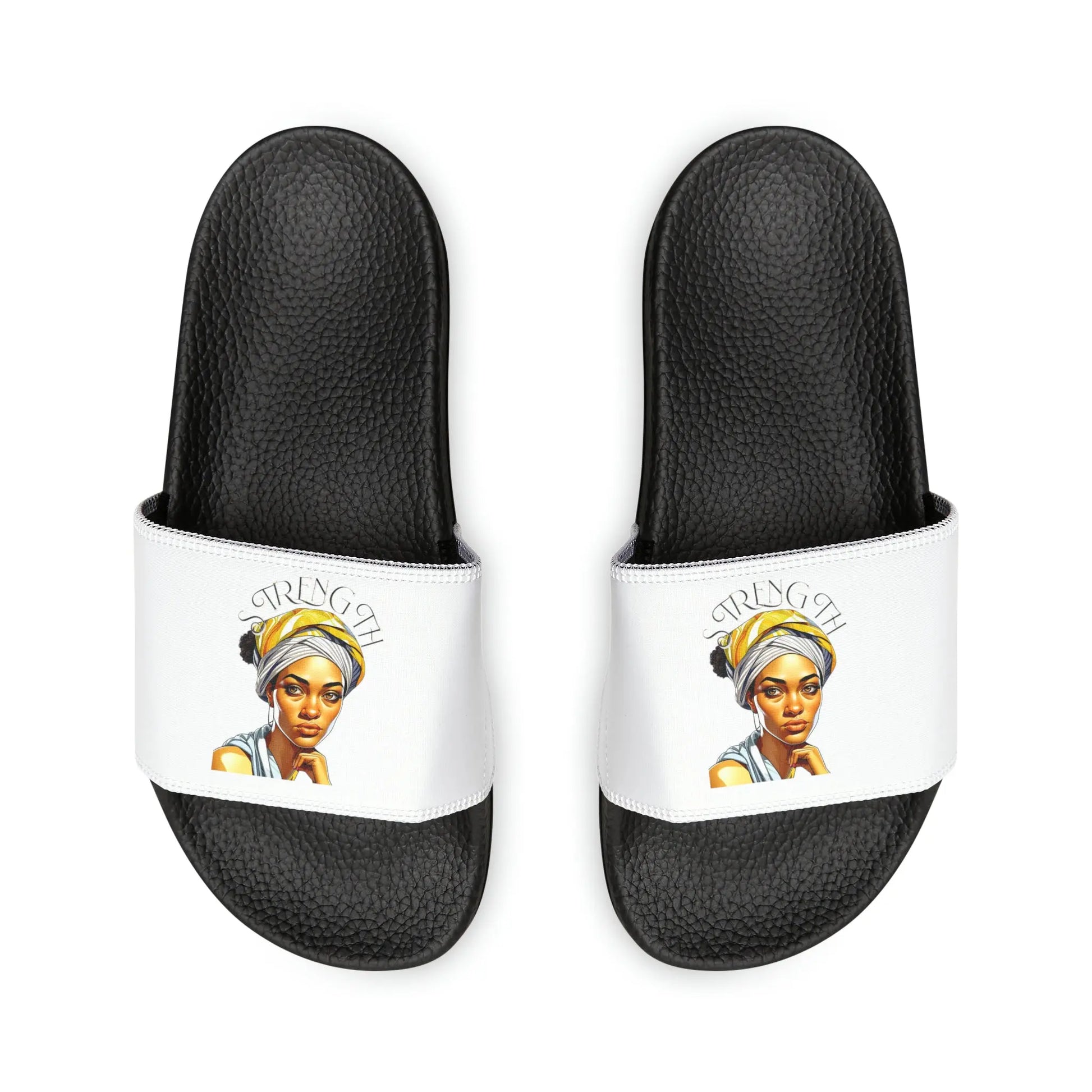 "Resilience in Her Gaze" PU Slide Sandals Printify