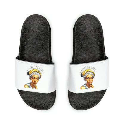 "Resilience in Her Gaze" PU Slide Sandals Printify