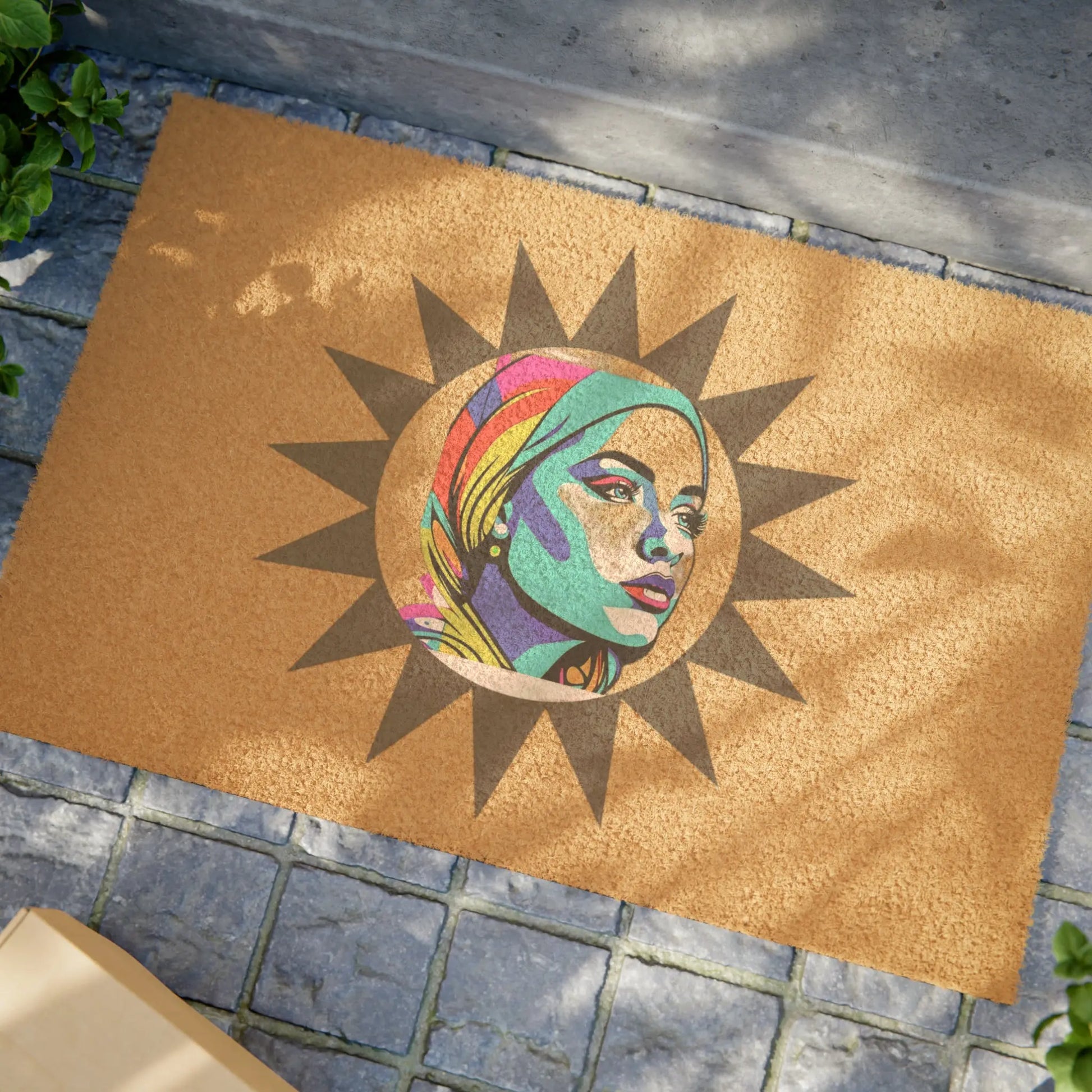 "Sunburst Pop Art Portrait"! Doormat Printify