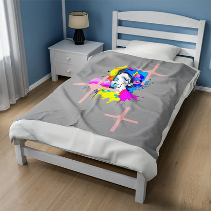 "Floral Neon Dreams"  Plush Blanket Printify