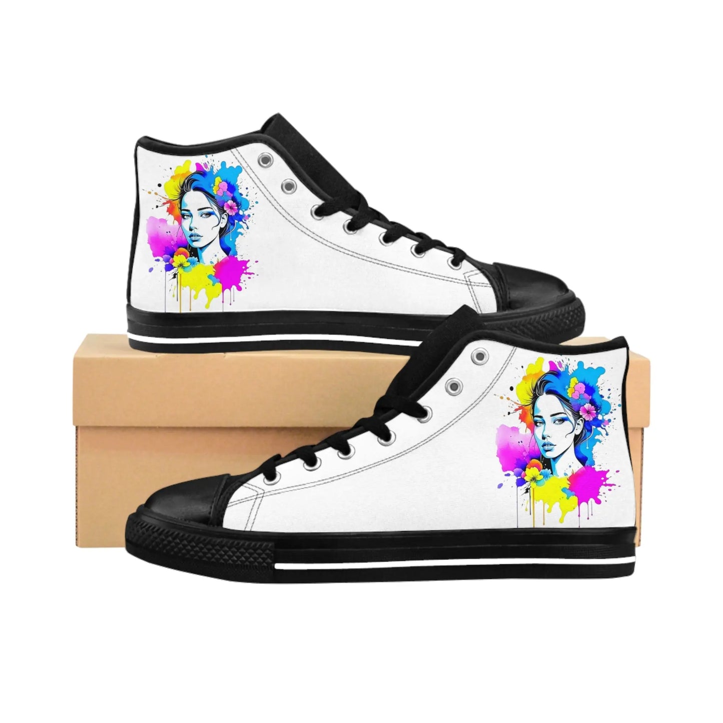 "Floral Neon Dreams" Classic Sneakers Printify