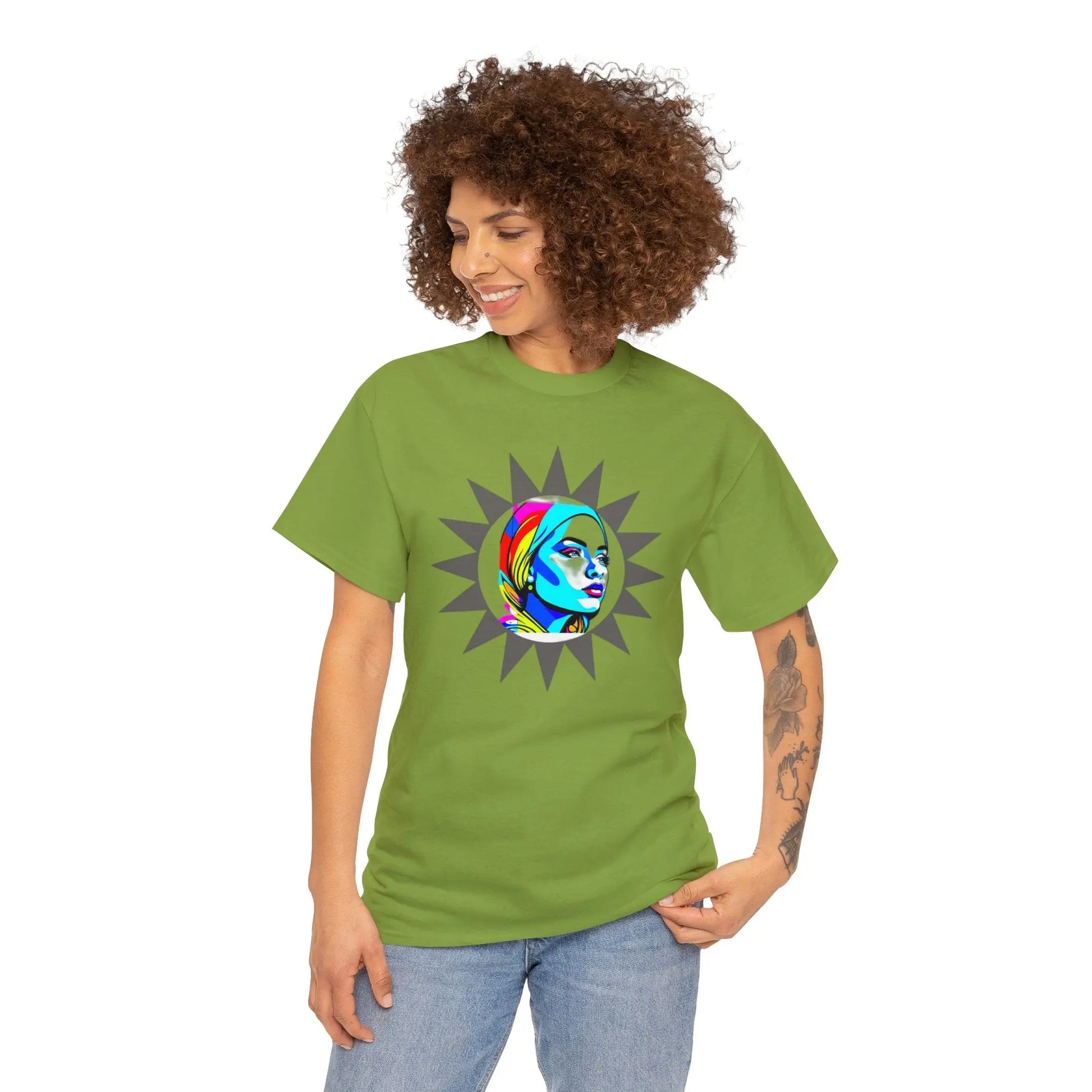 Sunburst Pop Art Portrait"! Unisex Heavy Cotton Tee Printify