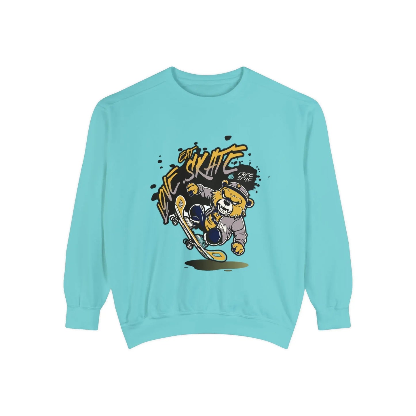 EAT, LOVE, SKATE: Chill Vibes Sweater - Embrace with Style! Printify