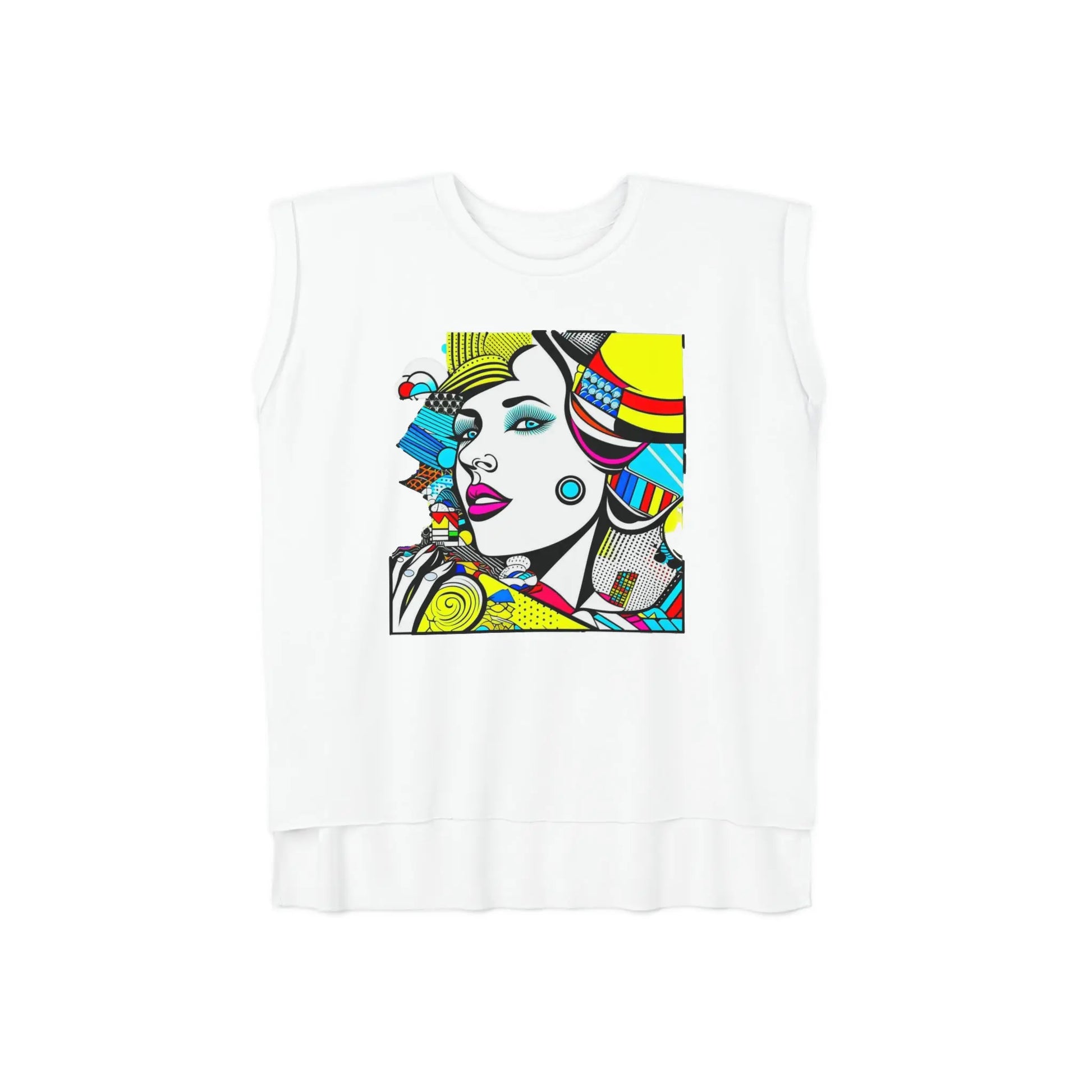 "Geometric Muse" Flowy Rolled Cuffs Muscle Tee Printify