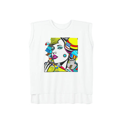 "Geometric Muse" Flowy Rolled Cuffs Muscle Tee Printify