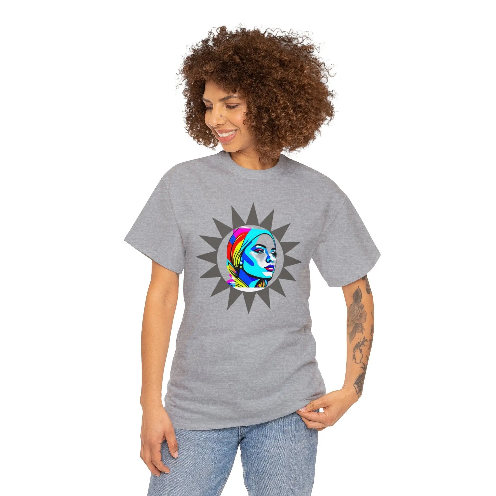 Sunburst Pop Art Portrait"! Unisex Heavy Cotton Tee Printify