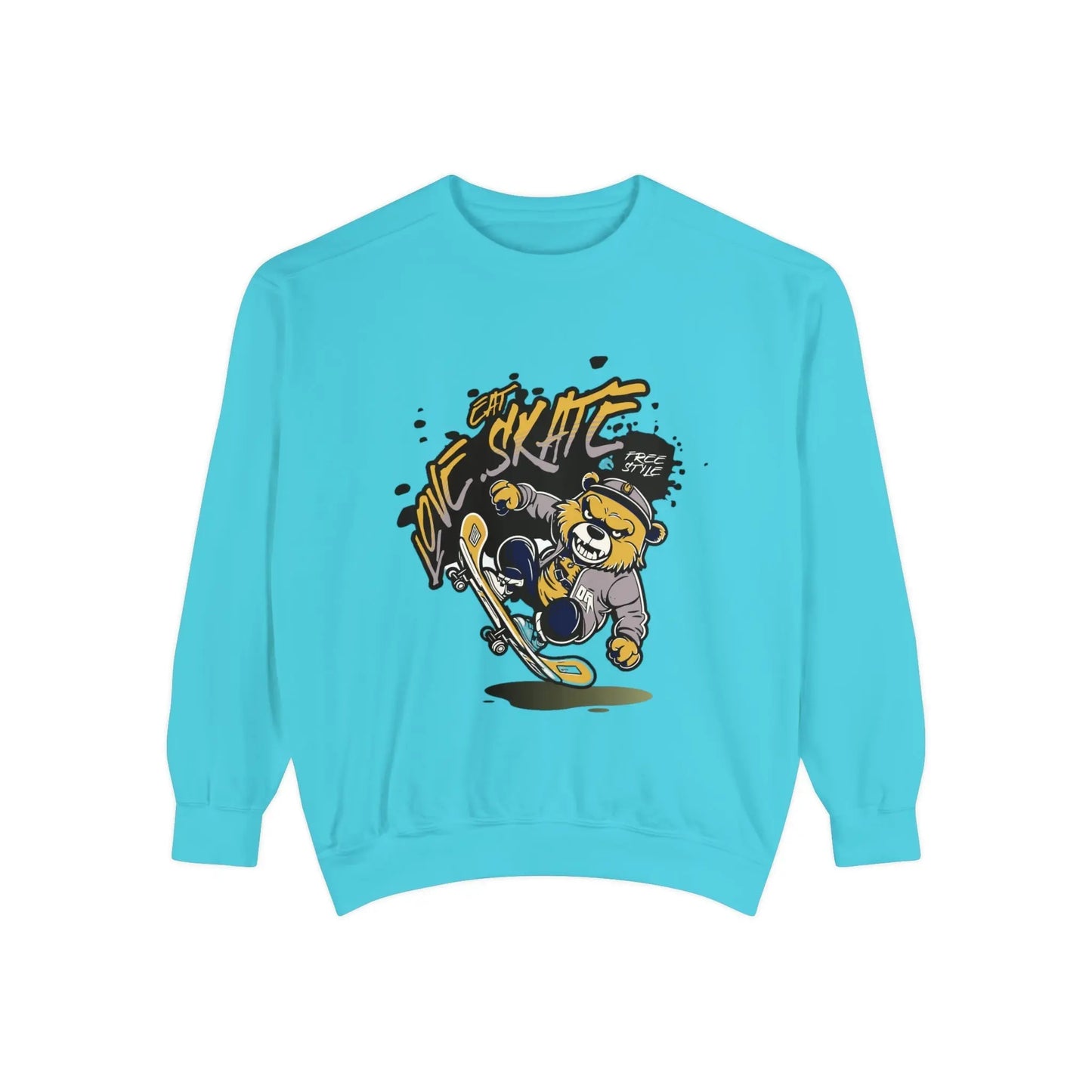 EAT, LOVE, SKATE: Chill Vibes Sweater - Embrace with Style! Printify