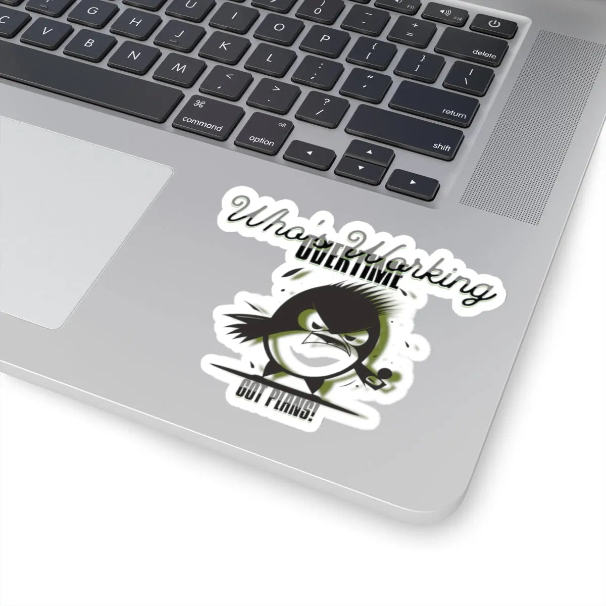 "Feathered Fury: The Overworked Owl" Kiss-Cut Stickers Printify