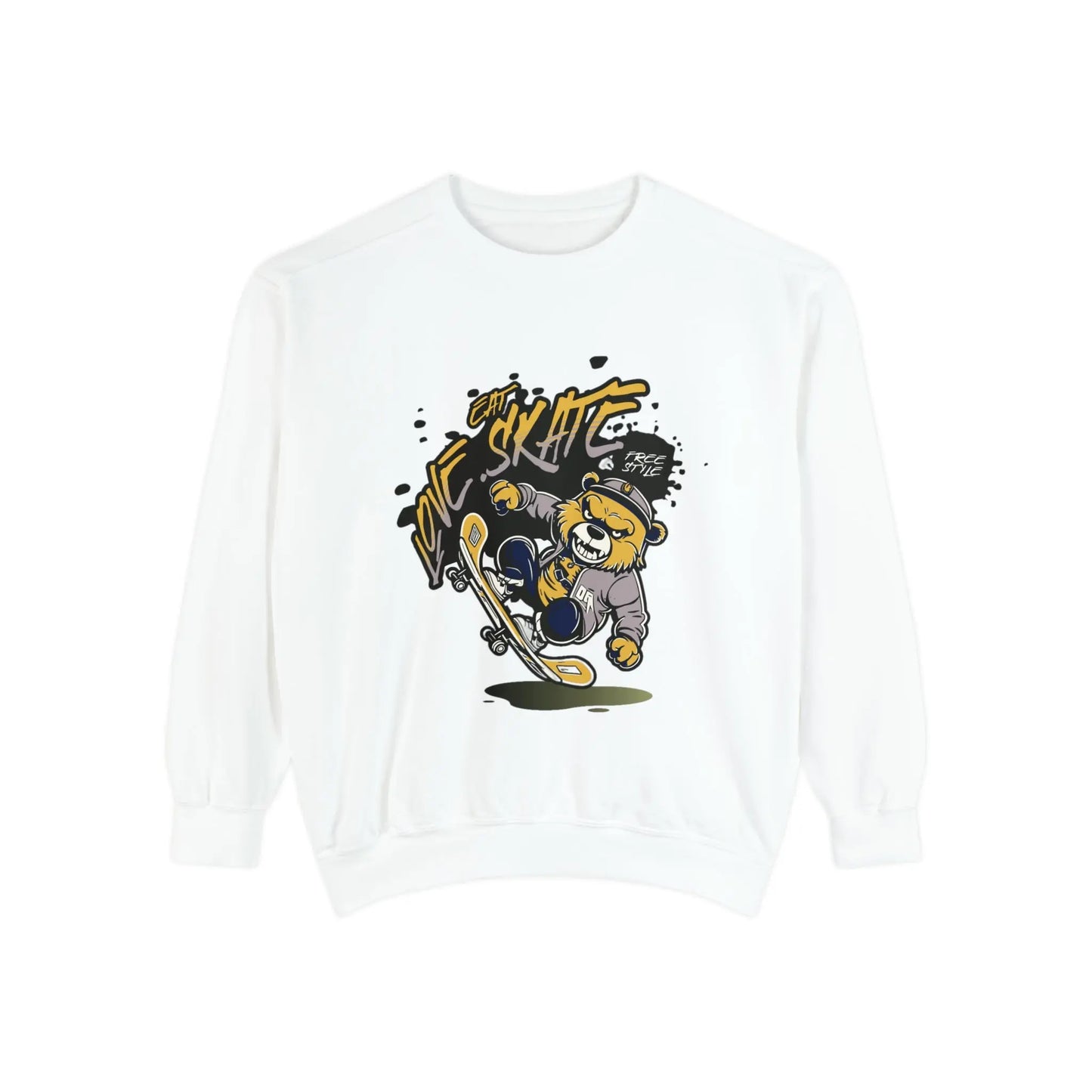 EAT, LOVE, SKATE: Chill Vibes Sweater - Embrace with Style! Printify