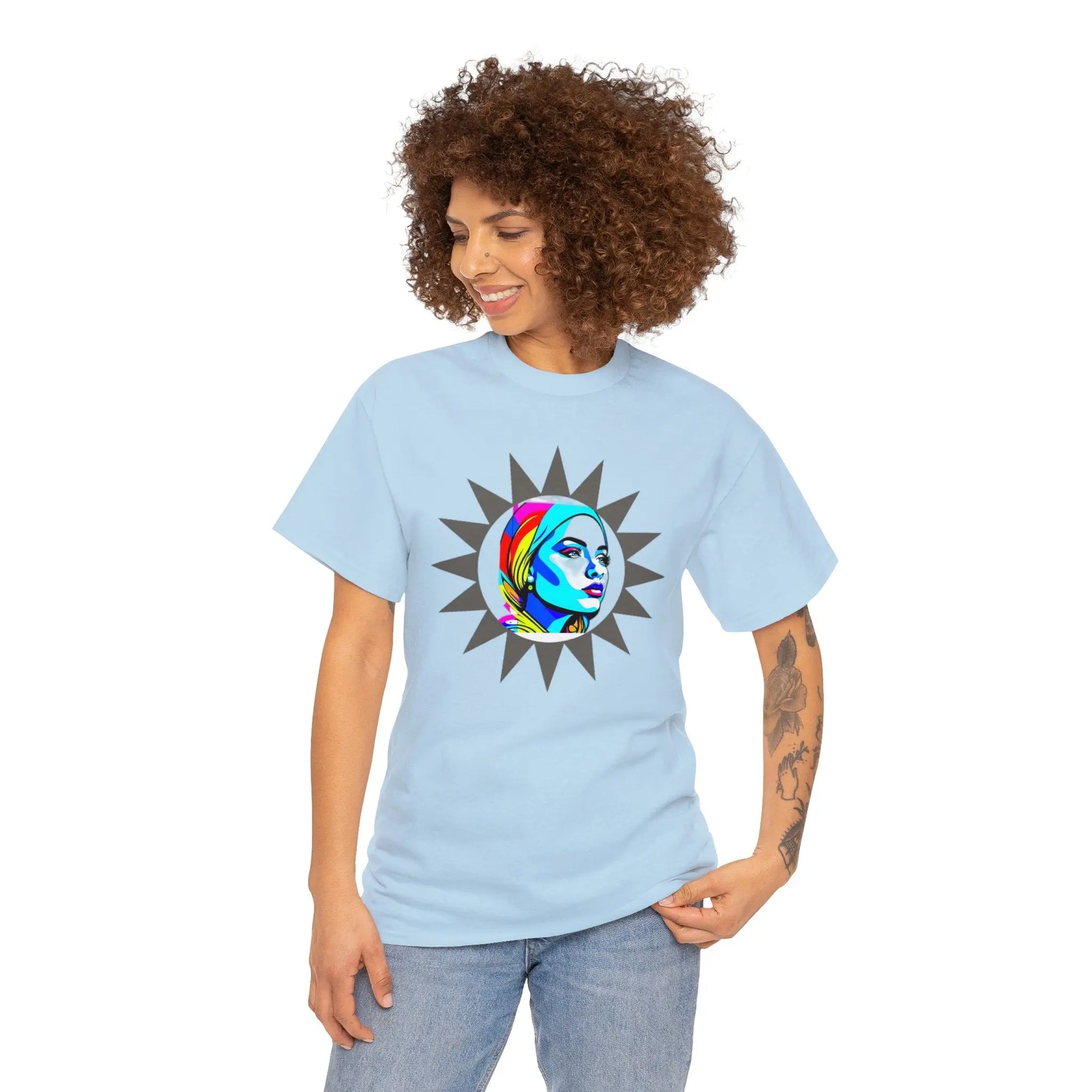 Sunburst Pop Art Portrait"! Unisex Heavy Cotton Tee Printify