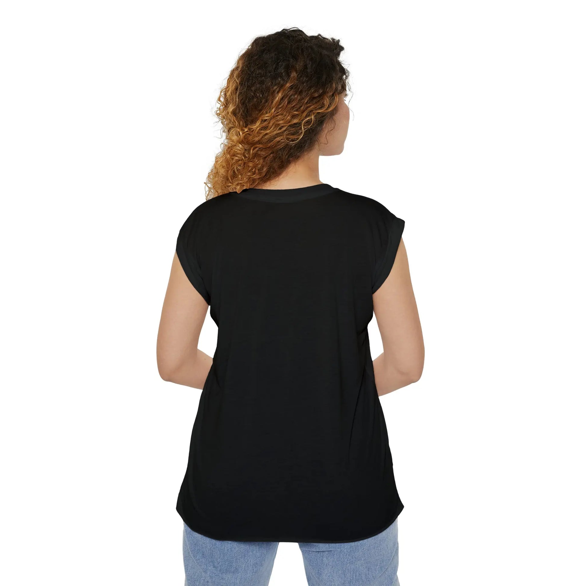 "Geometric Muse" Flowy Rolled Cuffs Muscle Tee Printify