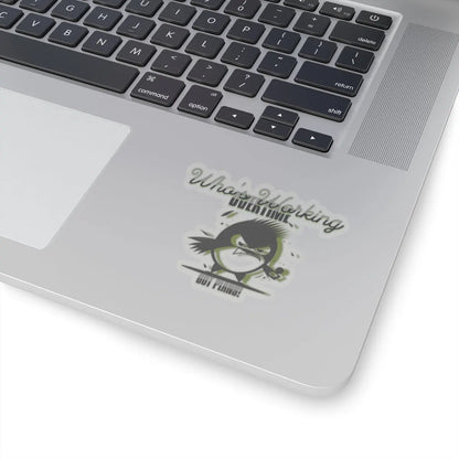 "Feathered Fury: The Overworked Owl" Kiss-Cut Stickers Printify