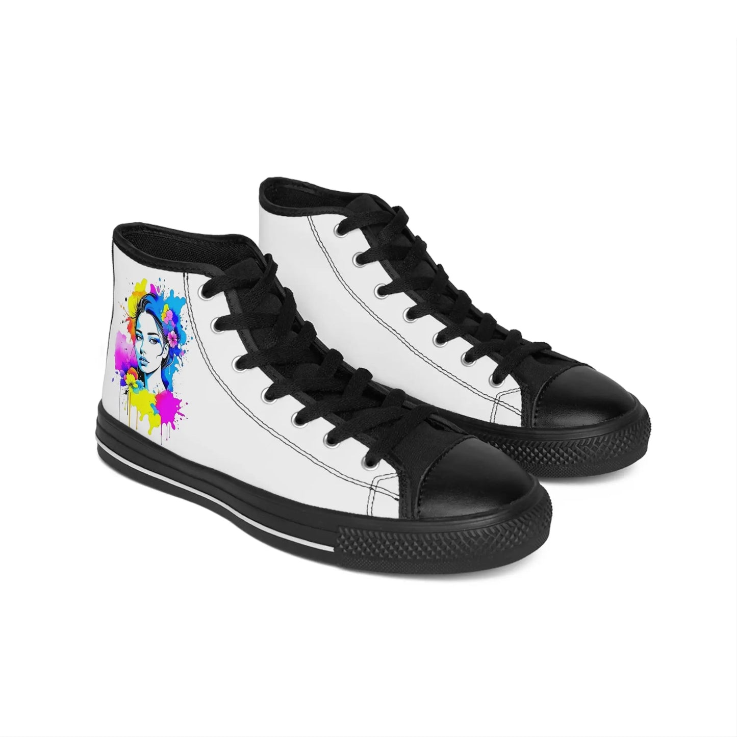 "Floral Neon Dreams" Classic Sneakers Printify