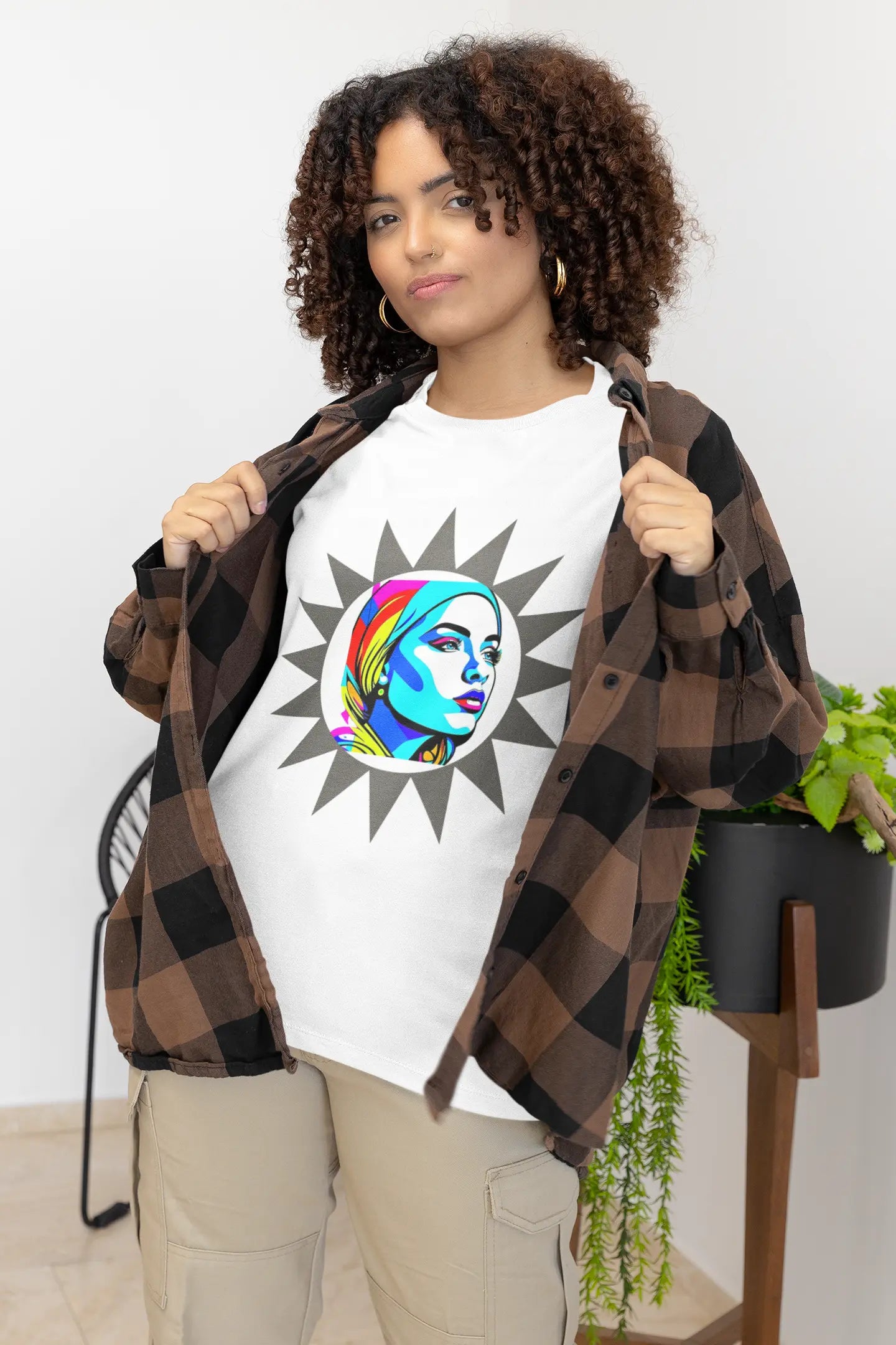 Sunburst Pop Art Portrait"! Unisex Heavy Cotton Tee Printify