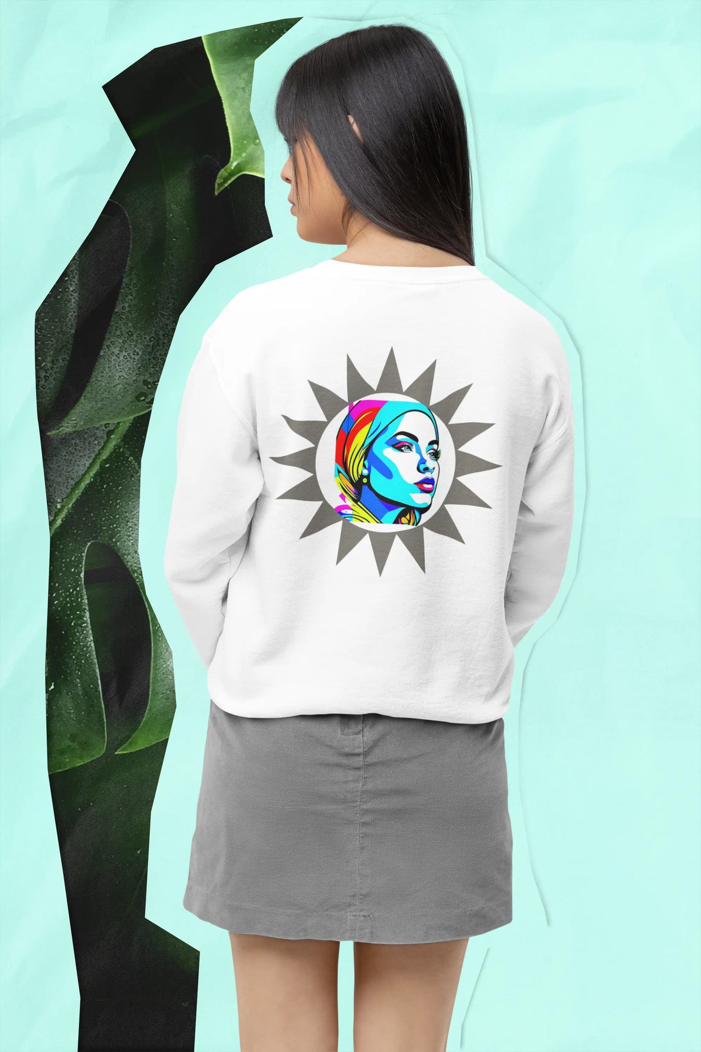 "Sunburst Pop Art Portrait"! Unisex Garment-Dyed Sweatshirt Printify