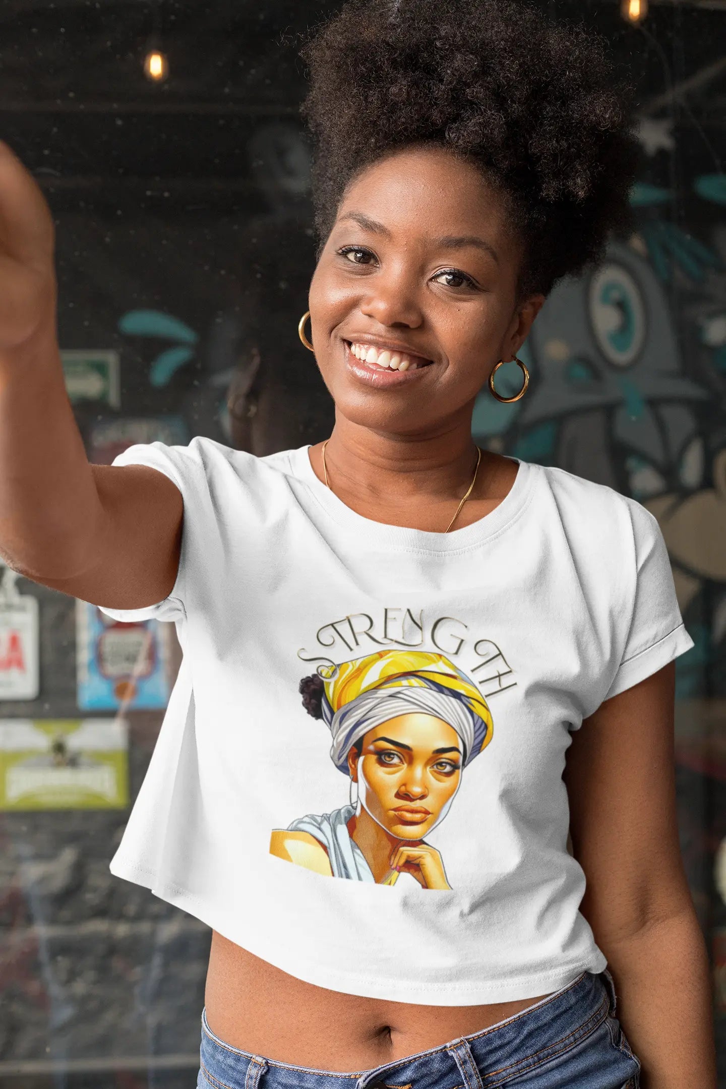 " Resilience in Her Gaze"Champion Women's Heritage Cropped T-Shirt Printify