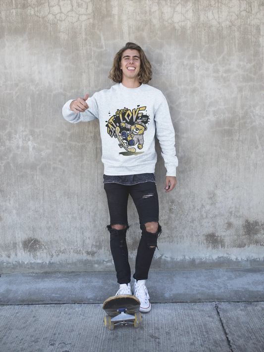 EAT, LOVE, SKATE: Chill Vibes Sweater - Embrace with Style! Printify