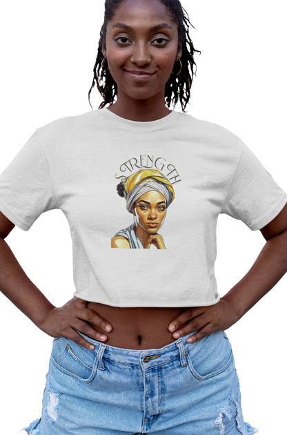 " Resilience in Her Gaze"Champion Women's Heritage Cropped T-Shirt Printify