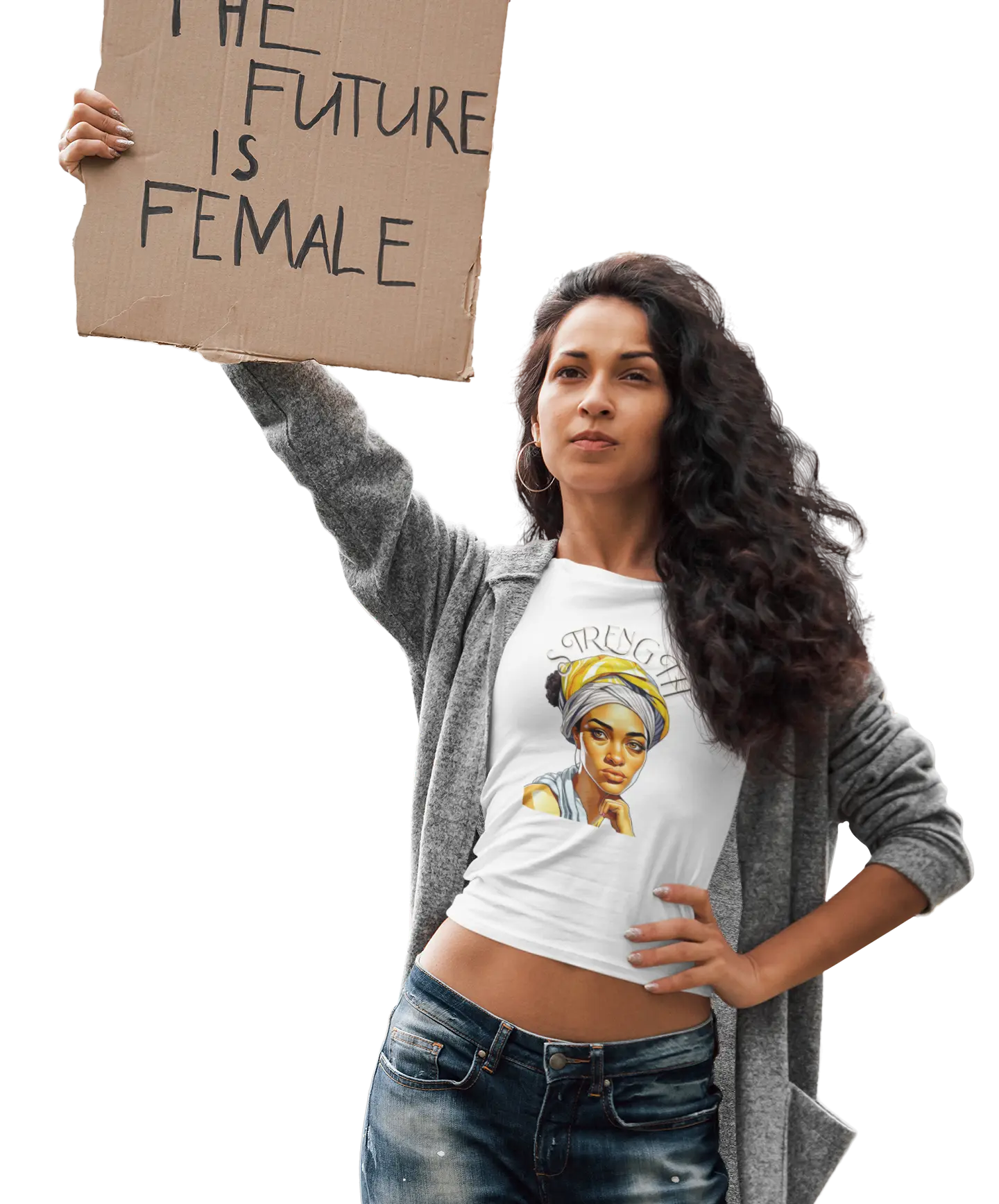 " Resilience in Her Gaze"Champion Women's Heritage Cropped T-Shirt Printify